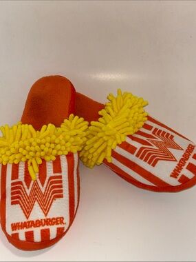 Whataburger Plush French fry  Logo Slippers in Orange and Yellow